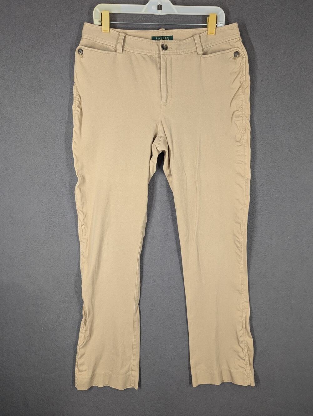 Lauren Ralph Lauren Kakis Womens 10 Beige Buttoned Scoop Pockets
